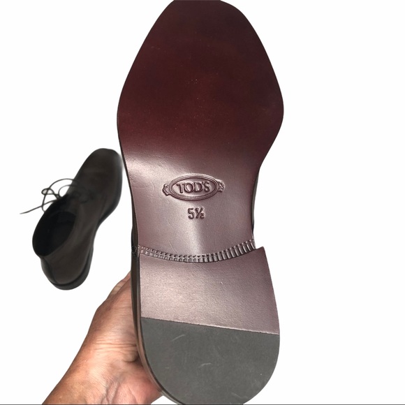 NEW Tod's Mens Brown Leather Laceup AnkleBoots 5.5 - Picture 11 of 16